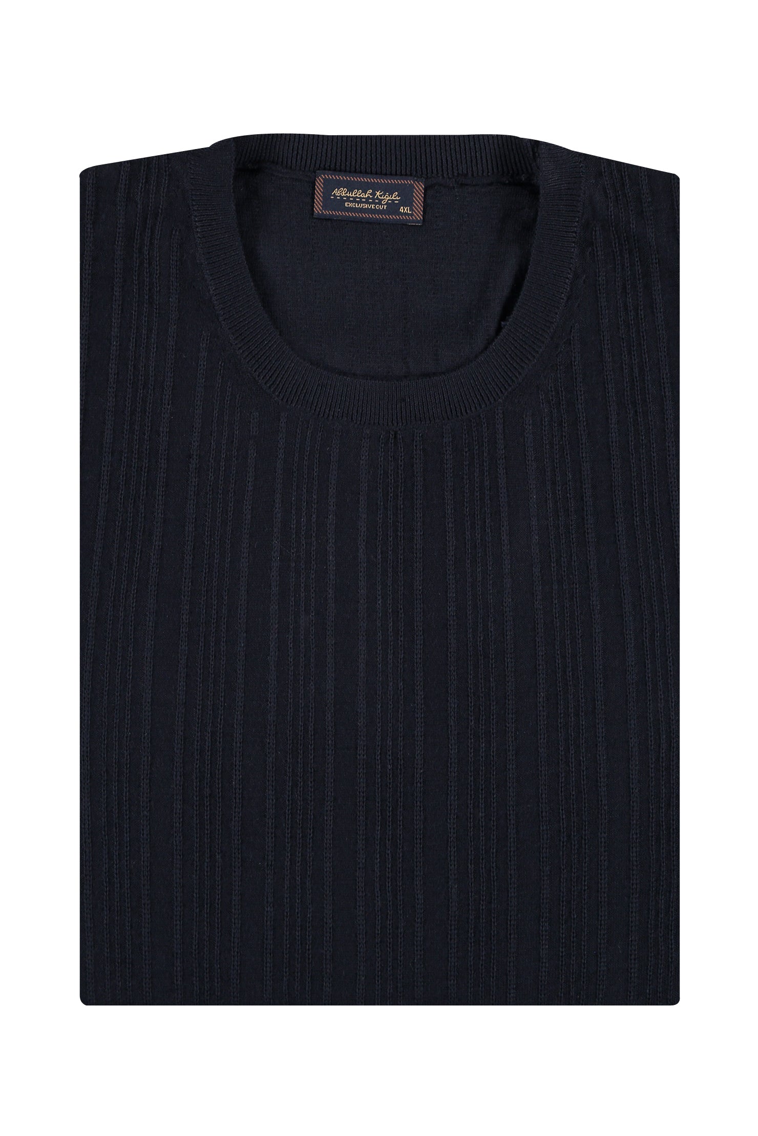 Lacivert Büyük Beden Bisiklet Yaka Regular Fit Yünlü Triko Kazak