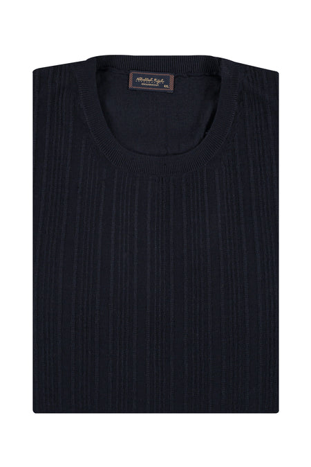 Lacivert Büyük Beden Bisiklet Yaka Regular Fit Yünlü Triko Kazak