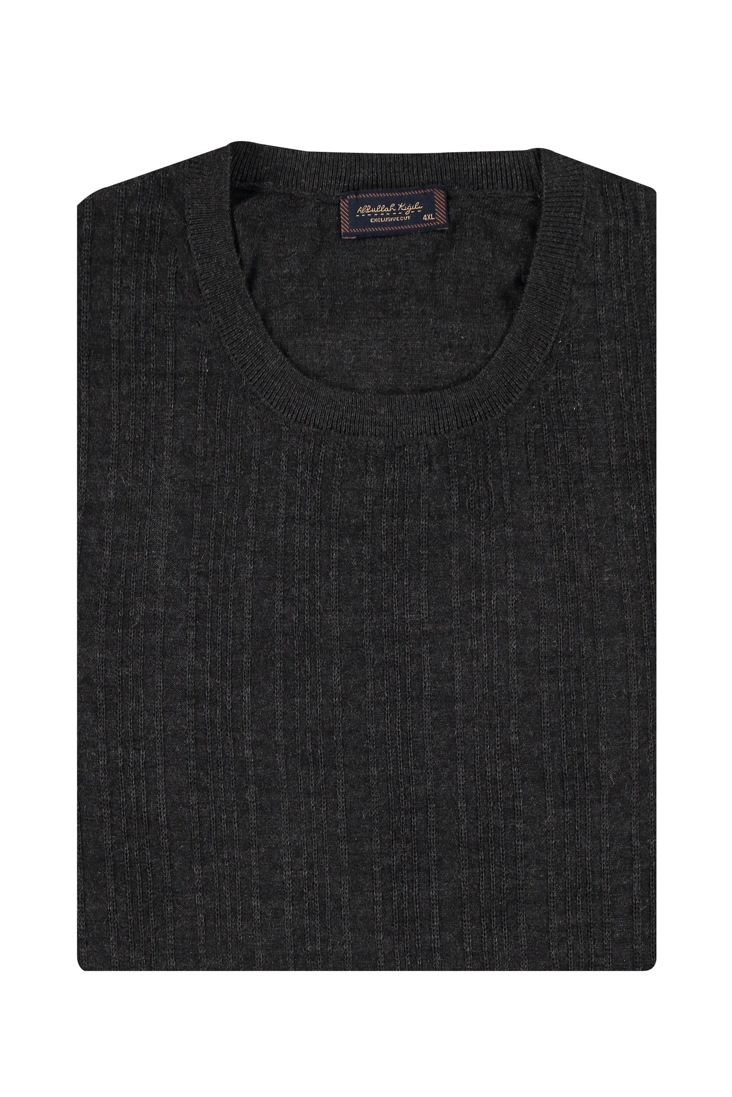 Antrasit Büyük Beden Bisiklet Yaka Regular Fit Yünlü Triko Kazak