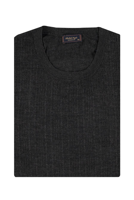 Antrasit Büyük Beden Bisiklet Yaka Regular Fit Yünlü Triko Kazak