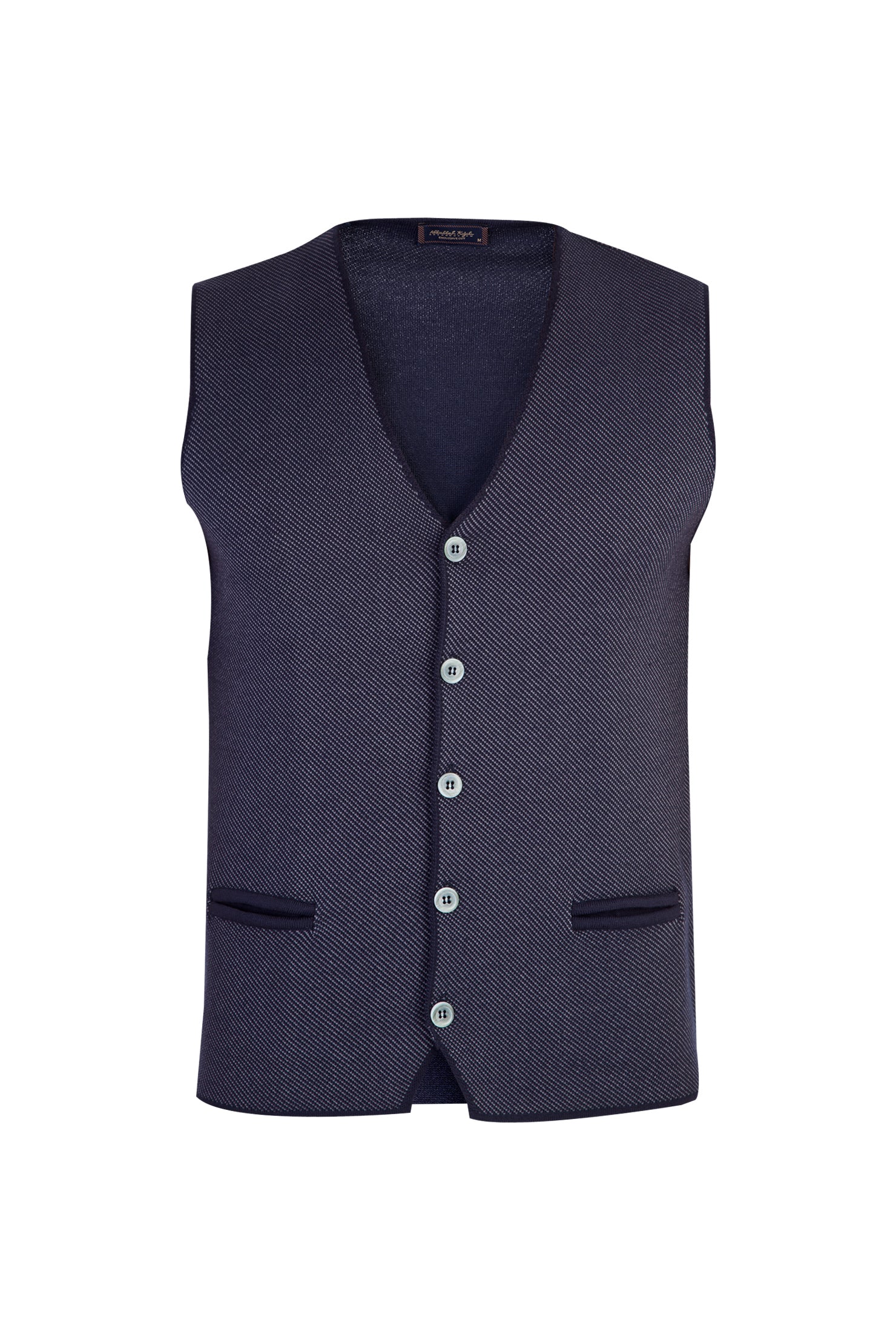 Orta Füme Slim Fit Dar Kesim Yünlü Desenli Yelek