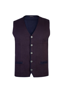 Kahve Slim Fit Yünlü Desenli Yelek