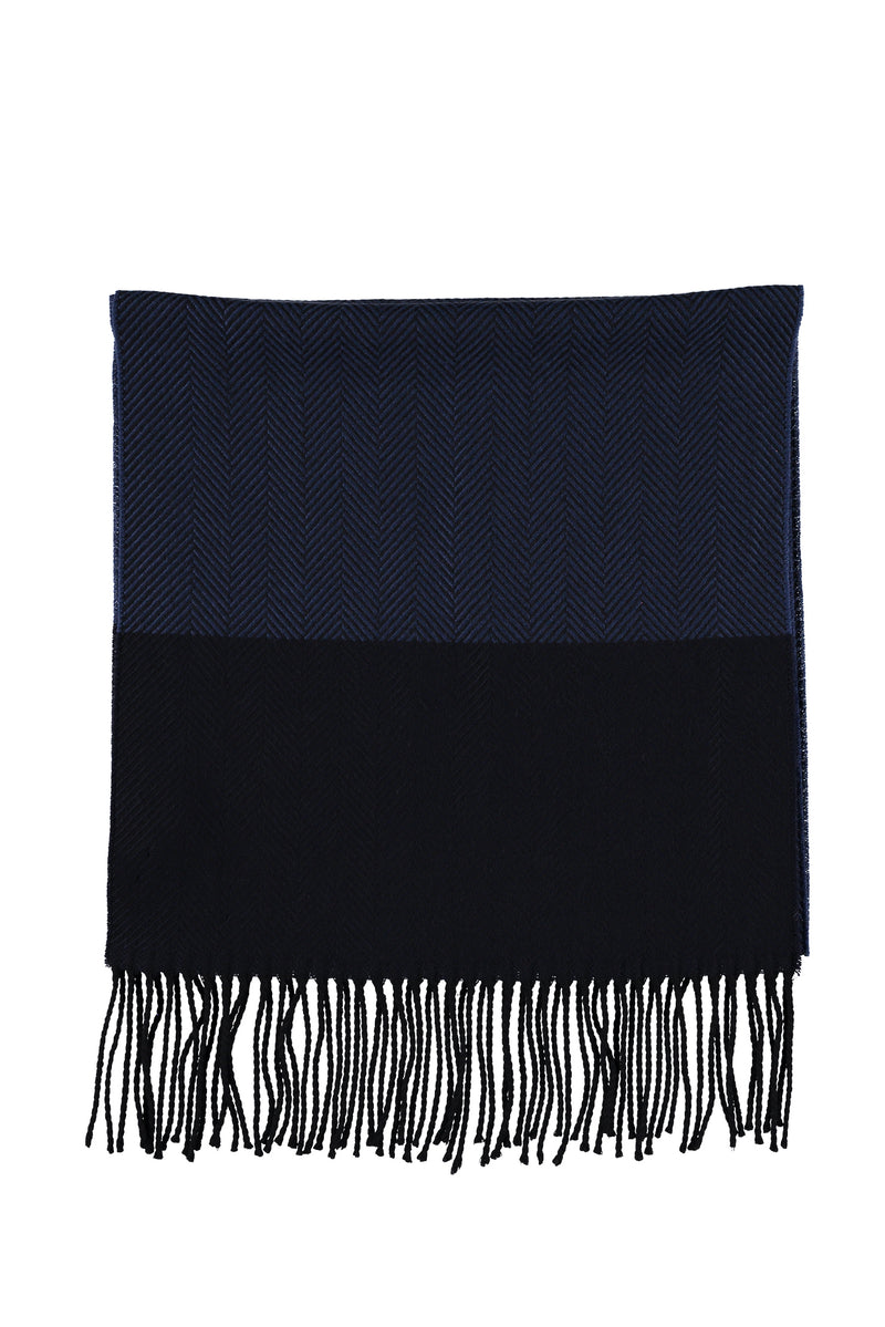 Mavi Desenli Yün Atkı