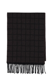 Koyu Kahve Desenli Yün Atkı