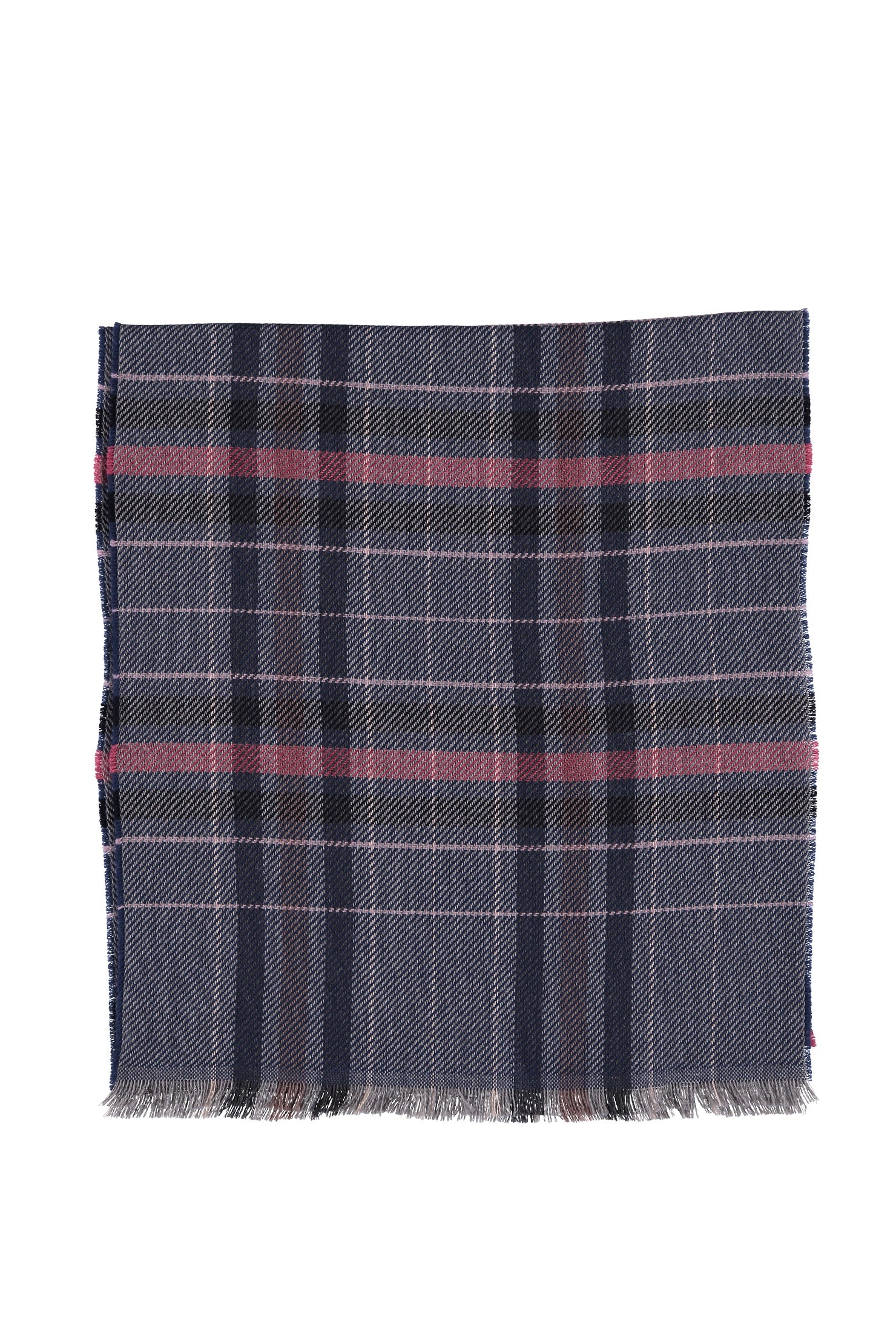 Lacivert Desenli Yün Atkı