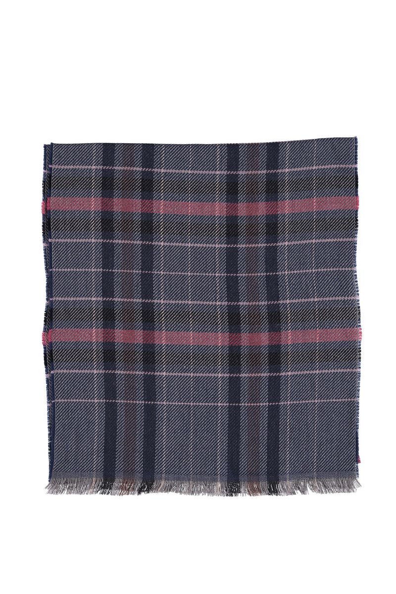 Lacivert Desenli Yün Atkı