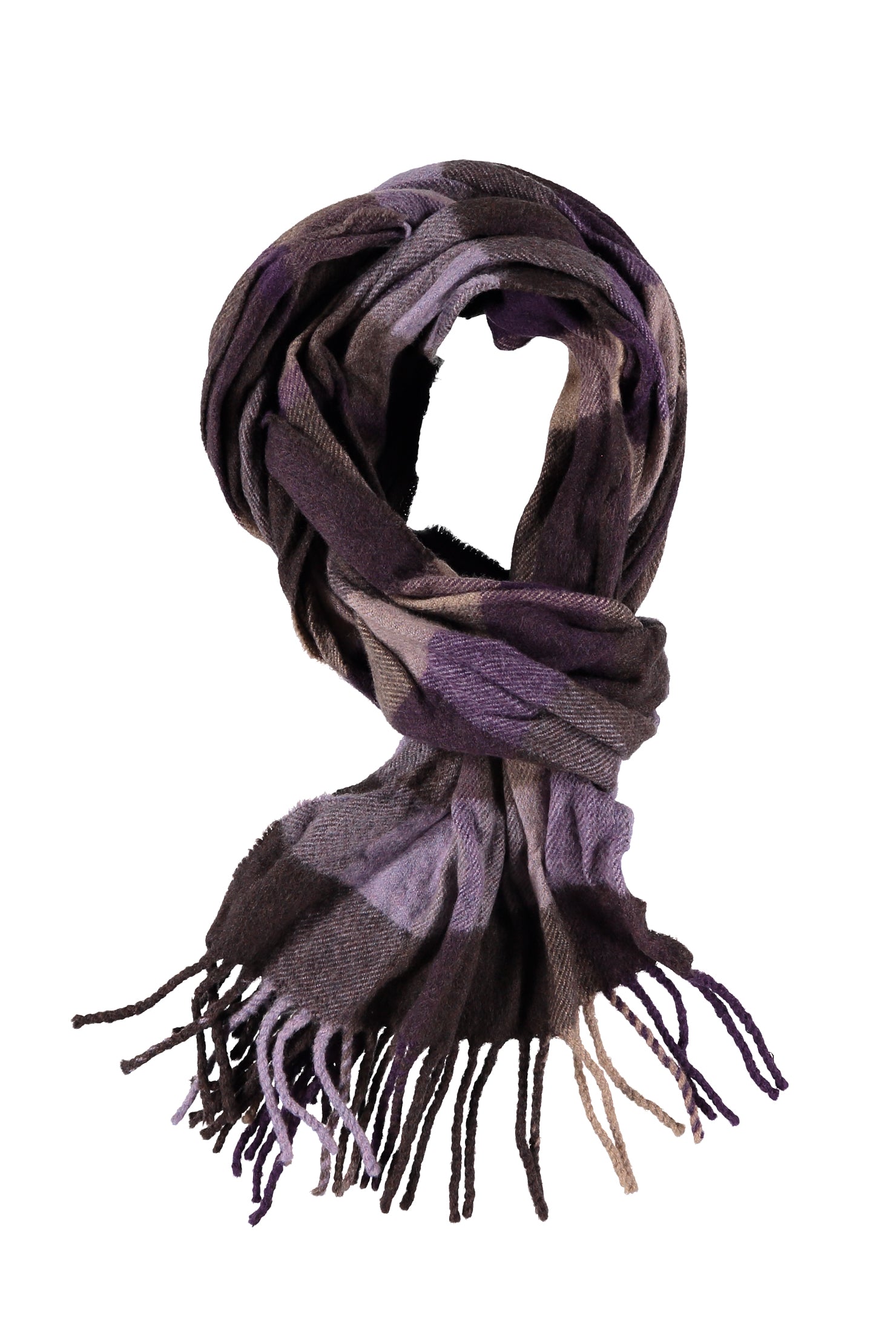 Mor Desenli Yün Atkı