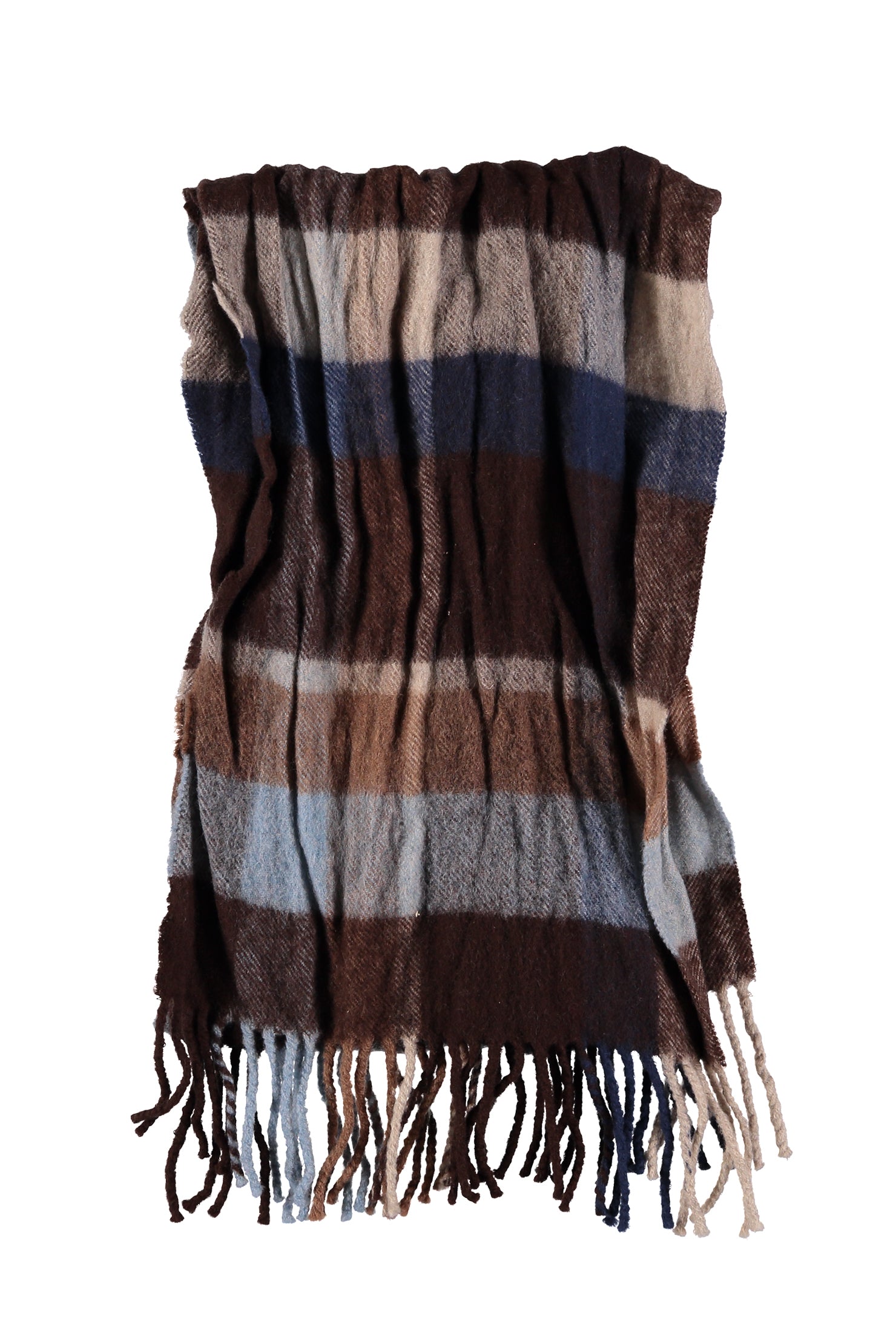 Koyu Yesil Desenli Yün Atkı