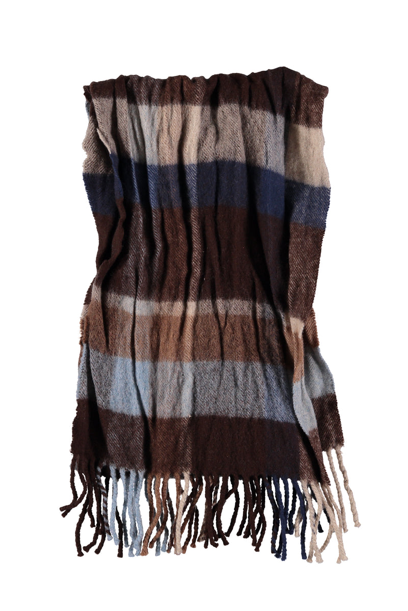 Koyu Yesil Desenli Yün Atkı