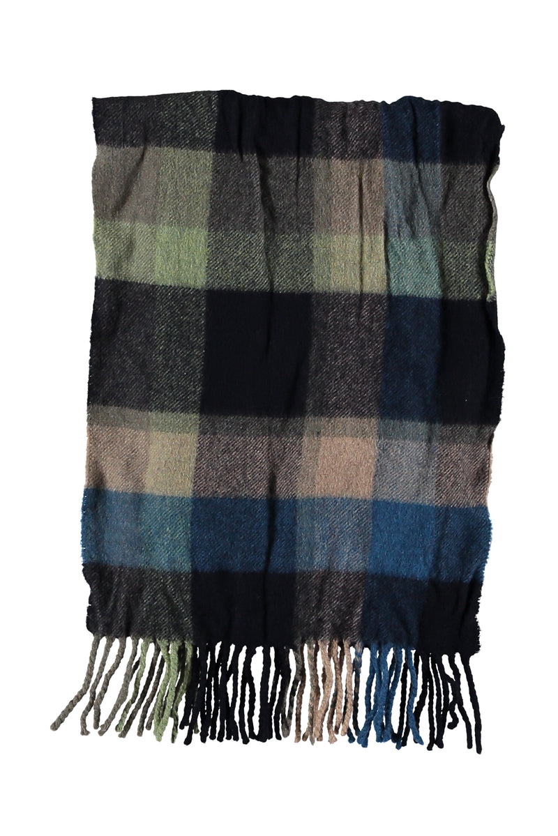 Koyu Kahve Desenli Yün Atkı