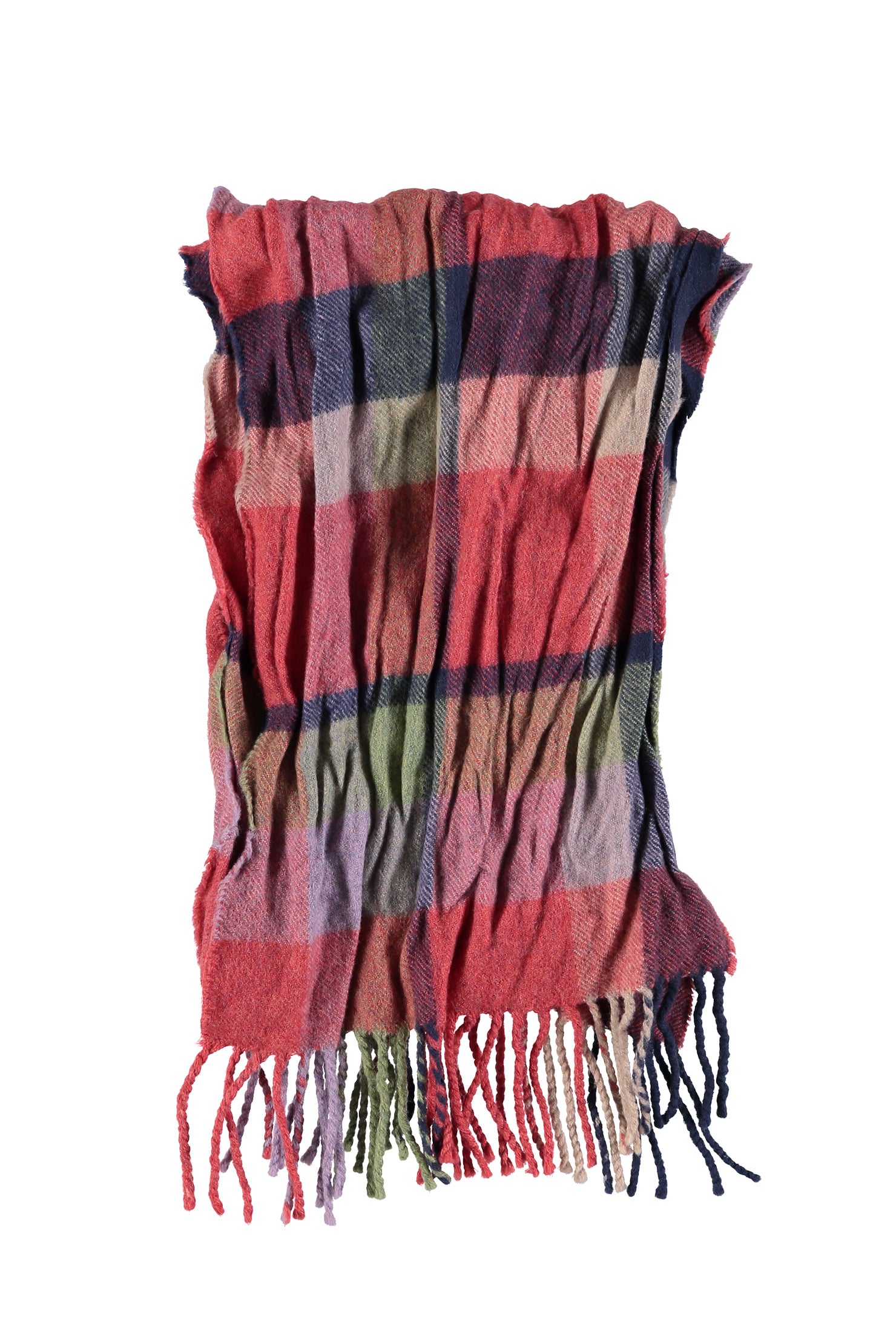 Kiremit Desenli Yün Atkı