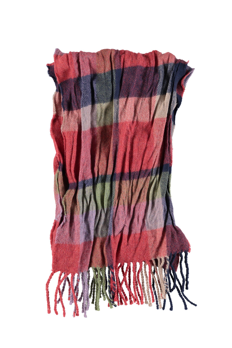 Kiremit Desenli Yün Atkı