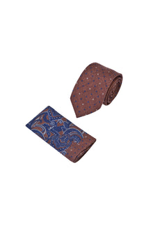 Kiremit 2'li Kravat Yün Mendil Set