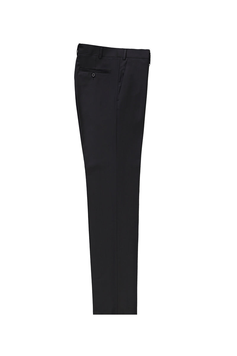 Koyu Siyah Slim Fit Dar Kesim Yünlü Klasik Kumaş Pantolon