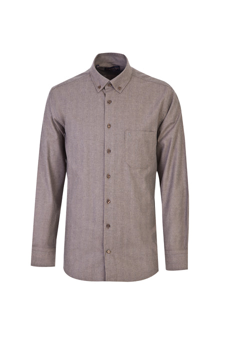 Açık Vizon Uzun Kol Oduncu Spor Pamuk Gömlek