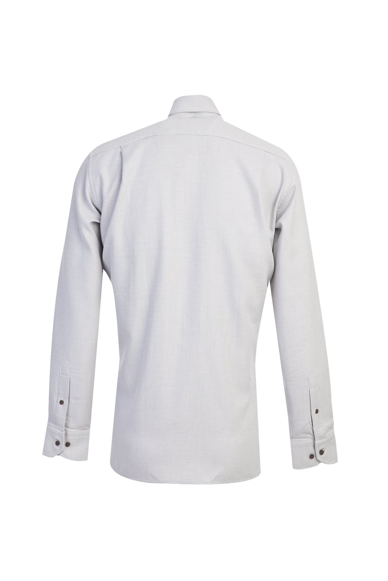 Açık Gri Uzun Kol Regular Fit Desenli Pamuk Gömlek