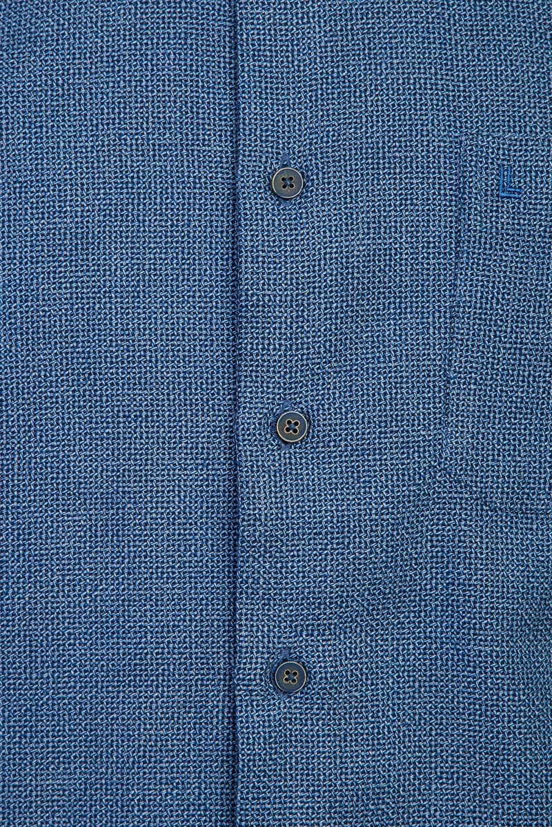 Koyu Mavi  Uzun Kol Regular Fit Desenli Pamuk Gömlek