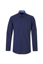 Koyu Lacivert Uzun Kol Kareli Spor Pamuk Gömlek