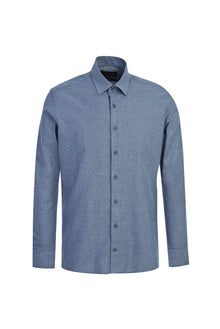 Koyu Mavi  Uzun Kol Slim Fit Dar Kesim Oduncu Pamuk Gömlek