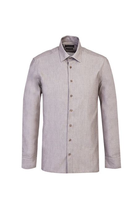 Açık Kahve  Uzun Kol Slim Fit Dar Kesim Oduncu Pamuk Gömlek