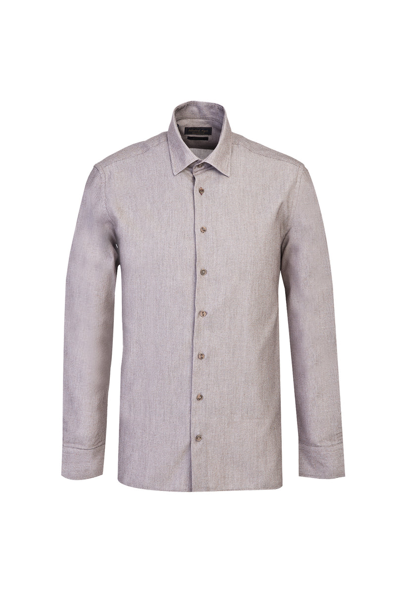 Açık Kahve  Uzun Kol Slim Fit Dar Kesim Oduncu Pamuk Gömlek