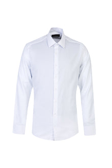 Beyaz Uzun Kol Slim Fit Dar Kesim Desenli Pamuk Gömlek