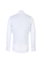 Beyaz Uzun Kol Slim Fit Dar Kesim Desenli Pamuk Gömlek