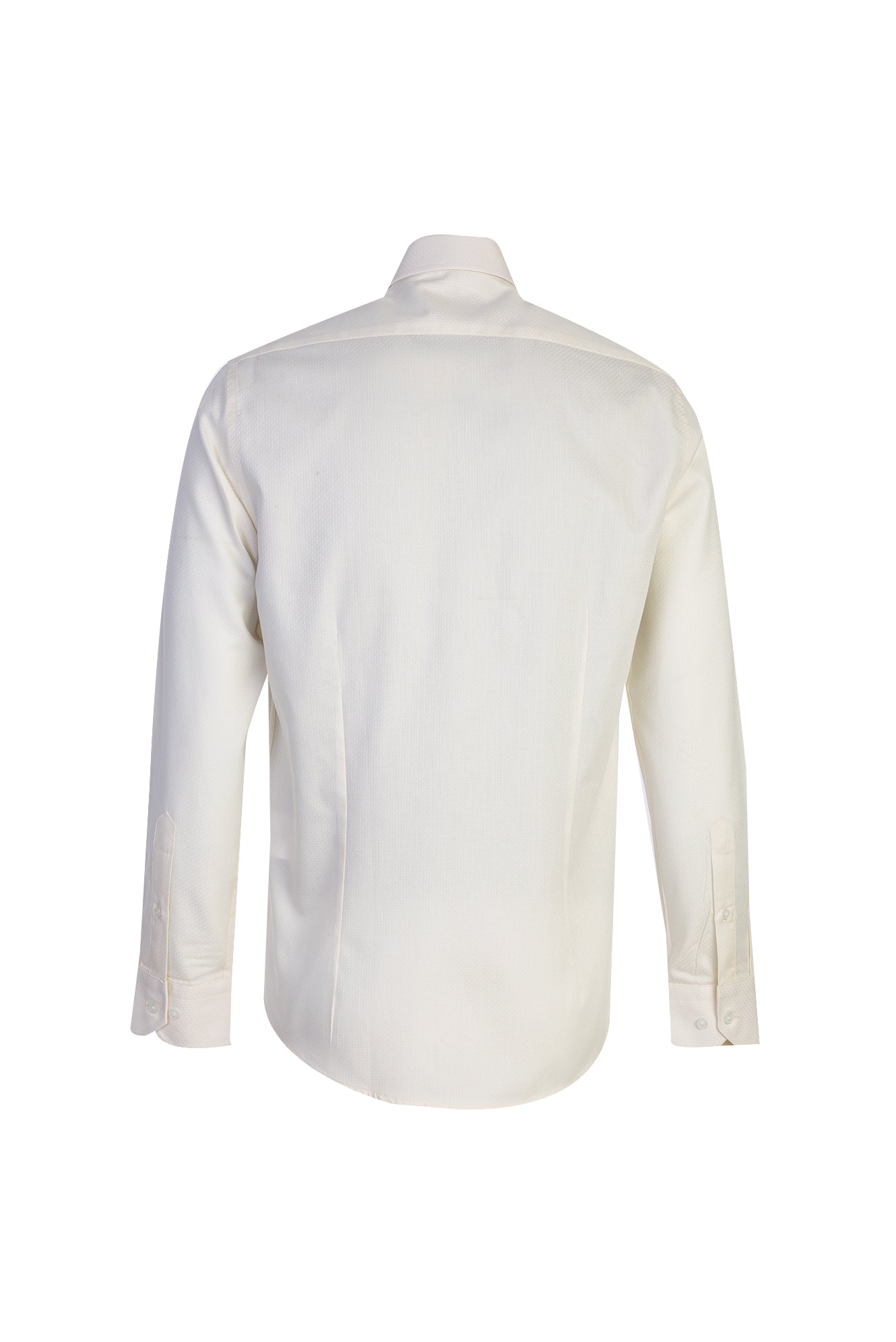 Krem Uzun Kol Desenli Slim Fit Dar Kesim Pamuk Gömlek-Abdullah Ki??l?