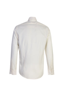 Krem Uzun Kol Desenli Slim Fit Dar Kesim Pamuk Gömlek-Abdullah Ki??l?