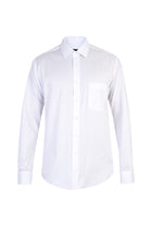 Beyaz Uzun Kol Desenli Klasik Pamuk Gömlek