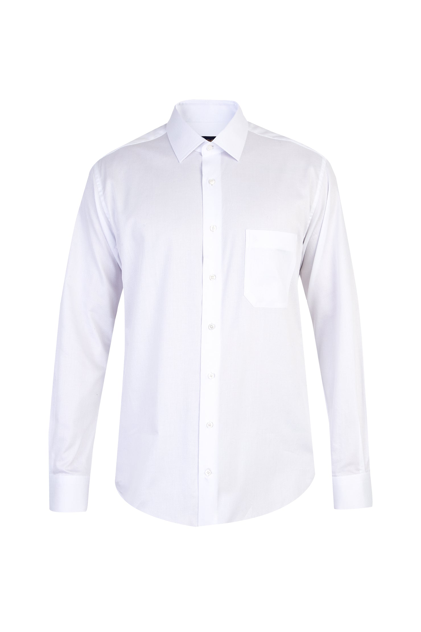 Beyaz Uzun Kol Desenli Klasik Pamuk Gömlek