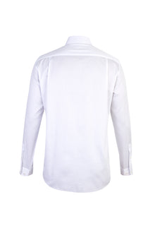 Beyaz Uzun Kol Desenli Klasik Pamuk Gömlek