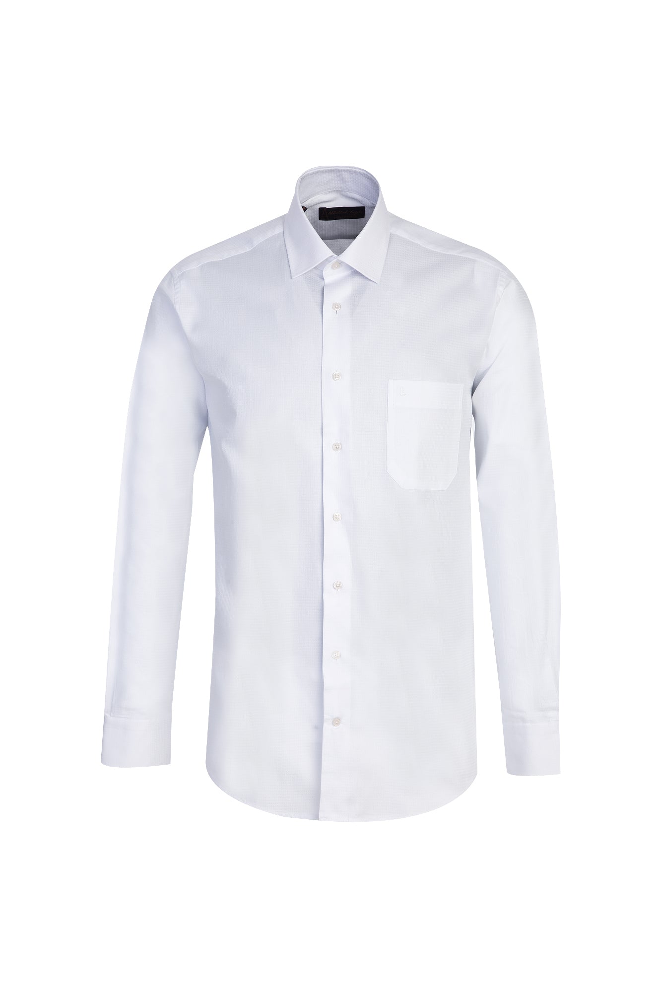 Beyaz Uzun Kol Desenli Klasik Pamuk Gömlek