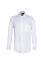 Beyaz Uzun Kol Desenli Klasik Pamuk Gömlek