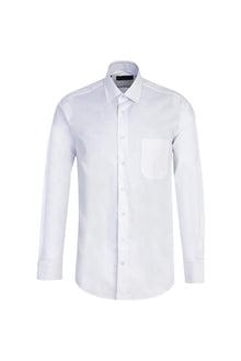 Beyaz Uzun Kol Desenli Klasik Pamuk Gömlek