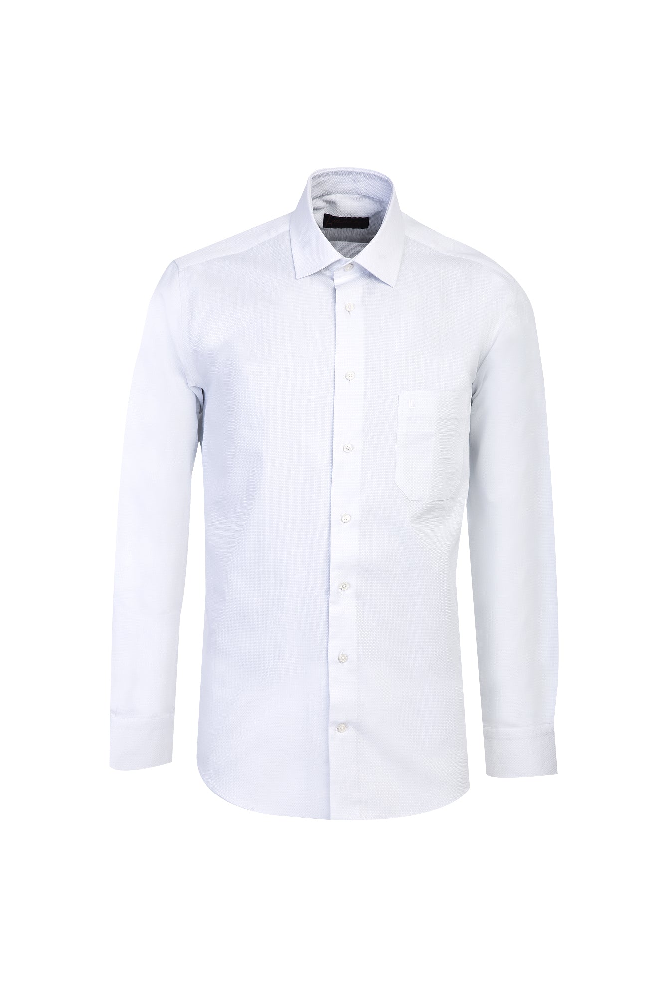 Beyaz Uzun Kol Klasik Desenli Pamuk Gömlek