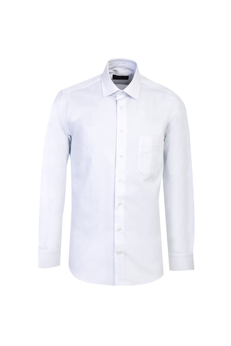 Beyaz Uzun Kol Klasik Desenli Pamuk Gömlek