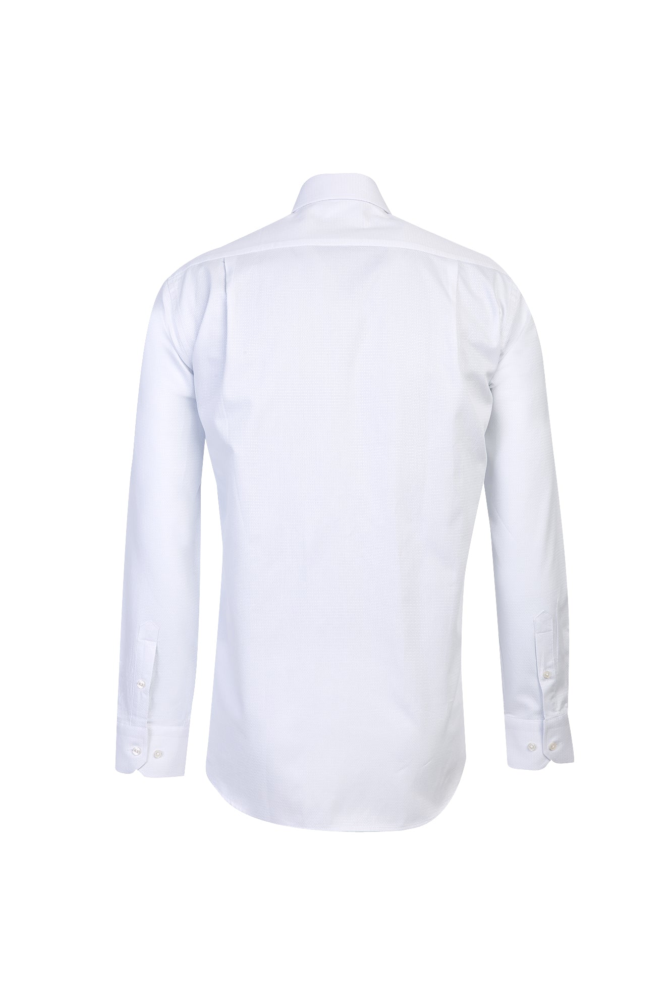 Beyaz Uzun Kol Klasik Desenli Pamuk Gömlek