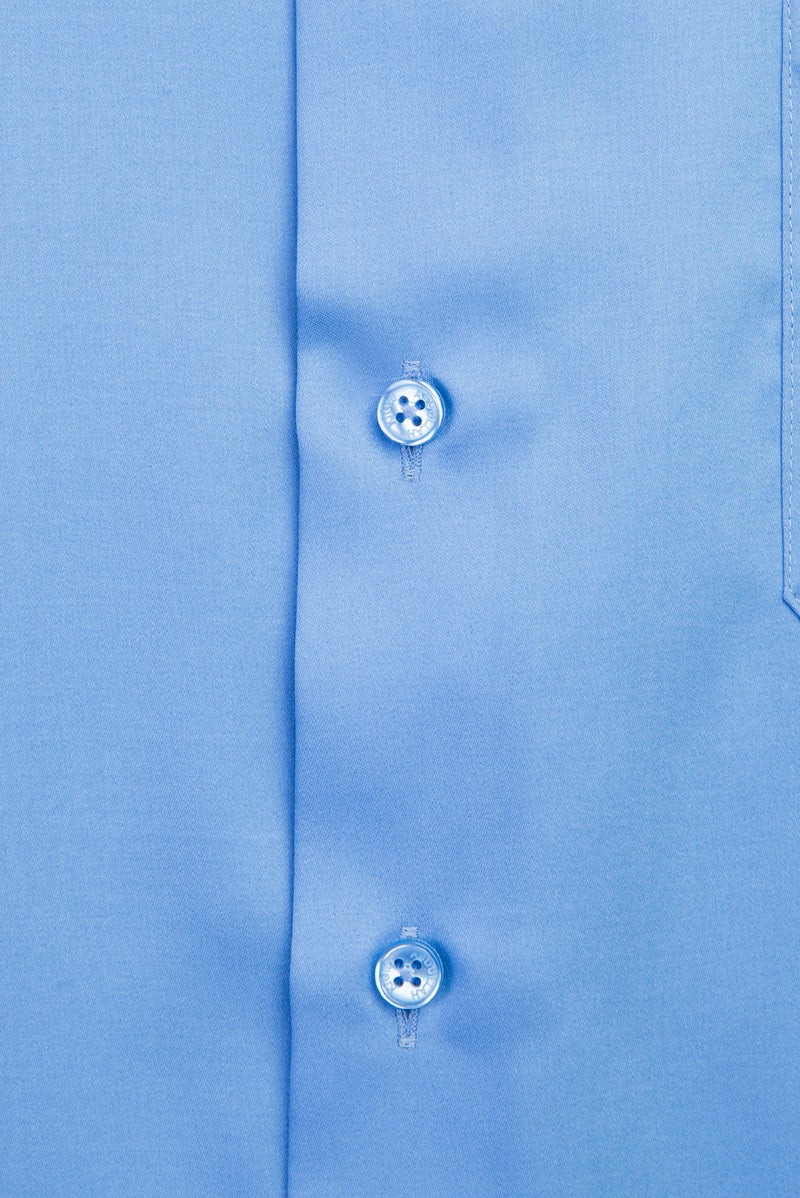 Koyu Mavi  Uzun Kol Non Iron Klasik Saten Pamuk Gömlek