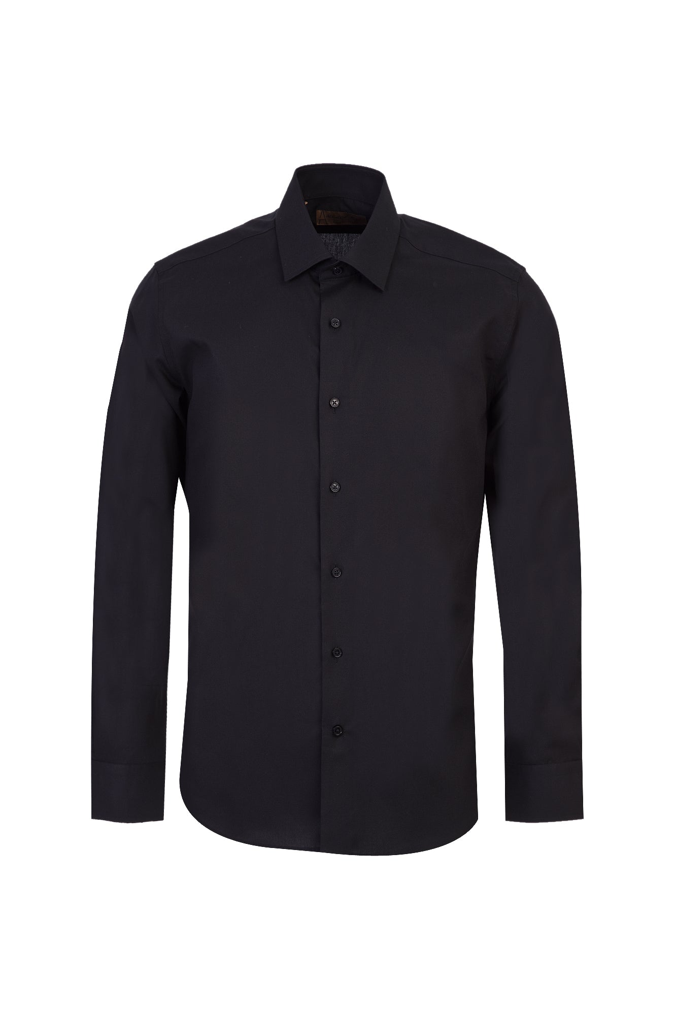 Siyah Slim Fit Dar Kesim Uzun Kol Easy Care Pamuk Gömlek