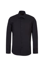 Siyah Slim Fit Dar Kesim Uzun Kol Easy Care Pamuk Gömlek