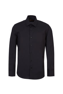 Siyah Slim Fit Dar Kesim Uzun Kol Easy Care Pamuk Gömlek