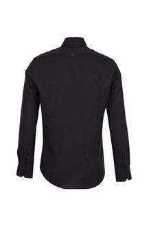 Siyah Slim Fit Dar Kesim Uzun Kol Easy Care Pamuk Gömlek