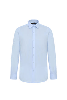 Açık Mavi Slim Fit Dar Kesim Uzun Kol Easy Care Pamuk Gömlek