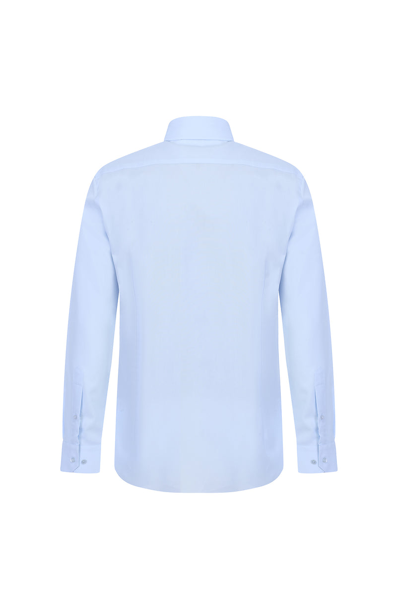 Açık Mavi Slim Fit Dar Kesim Uzun Kol Easy Care Pamuk Gömlek