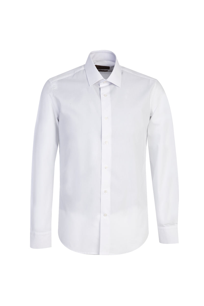 Beyaz Slim Fit Dar Kesim Uzun Kol Easy Care Pamuk Gömlek
