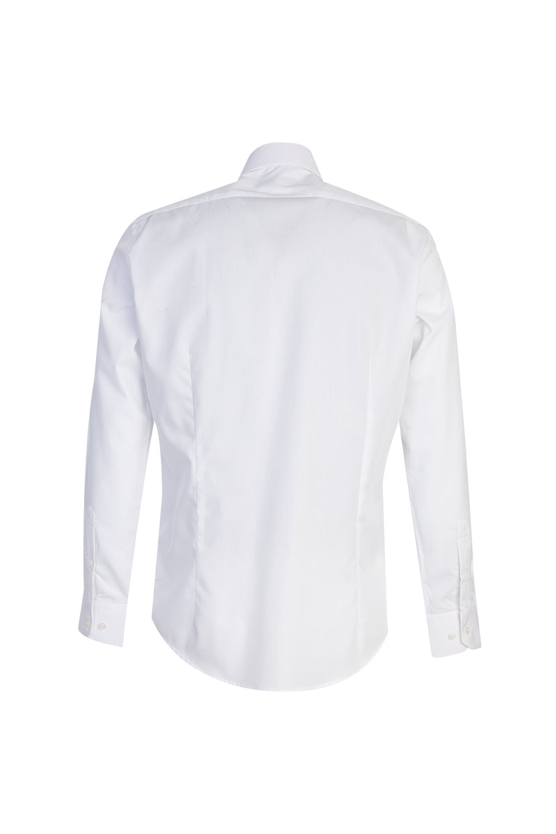 Beyaz Slim Fit Dar Kesim Uzun Kol Easy Care Pamuk Gömlek