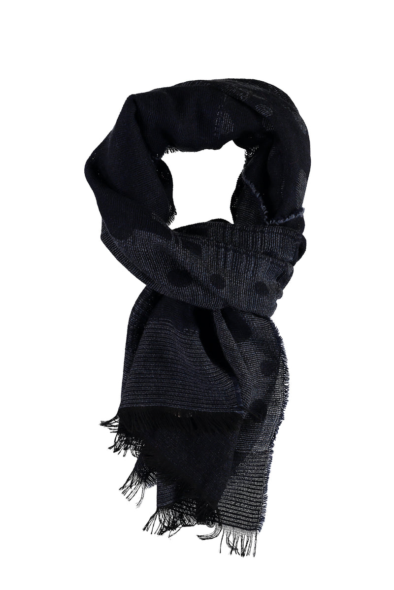 Koyu Mavi  Desenli Atkı