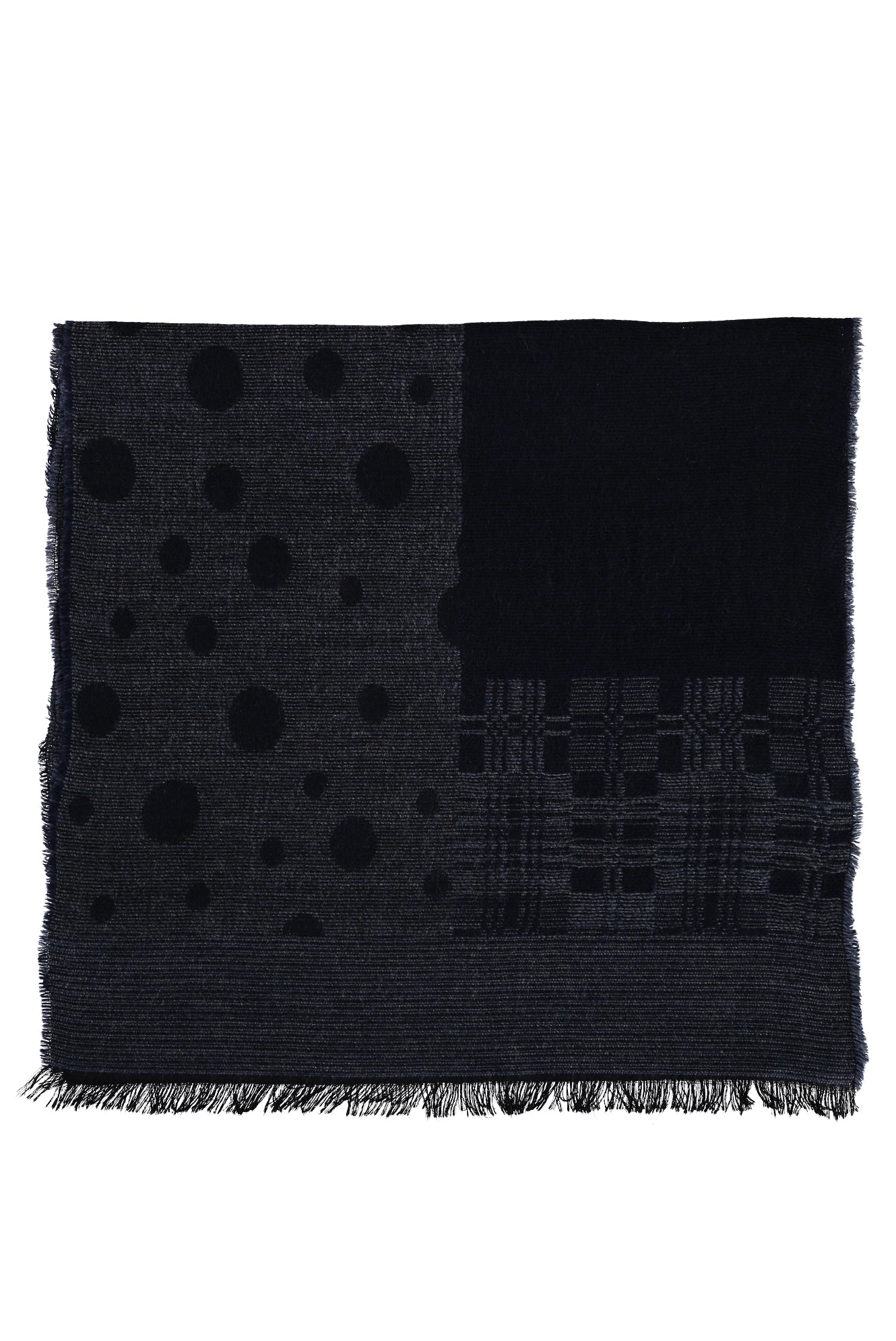 Koyu Mavi  Desenli Atkı