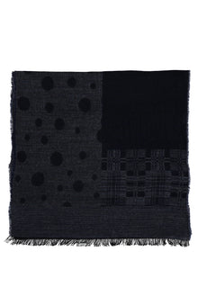 Koyu Mavi  Desenli Atkı